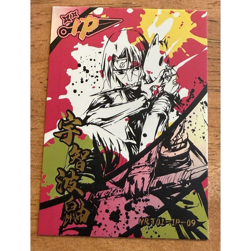 Itachi Uchiha Naruto Trading Card NRT01-IP -09 Gold Foil Thick Matte Sketch Art
